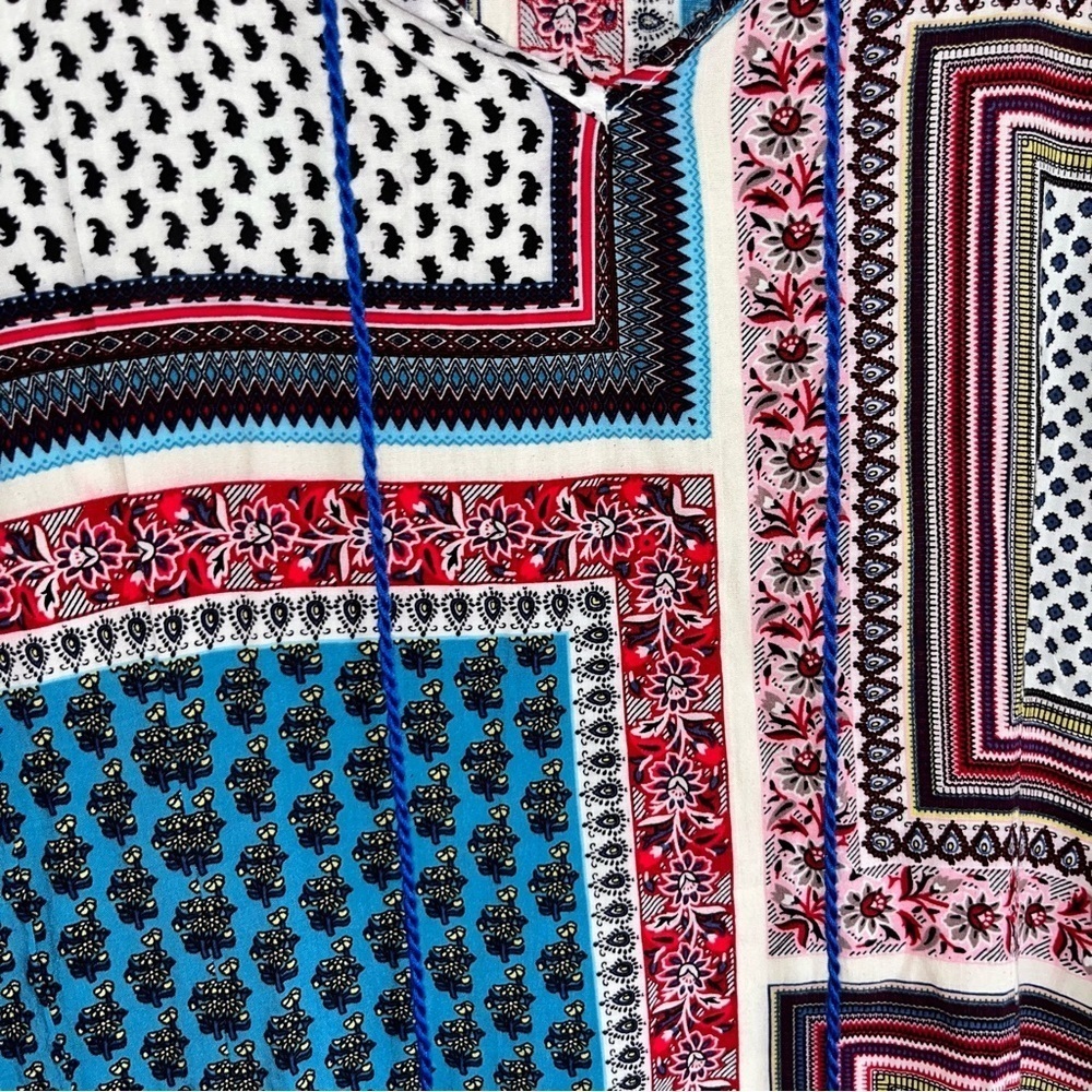 Umgee Boho Retro Print Tie Neck Tunic/Dress - Picture 6 of 6
